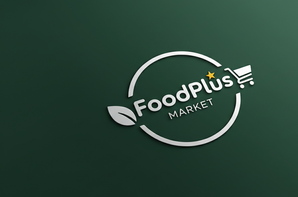 reciso de uma imagem com fundo verde escuro e minha logomarca FoodPlus Market